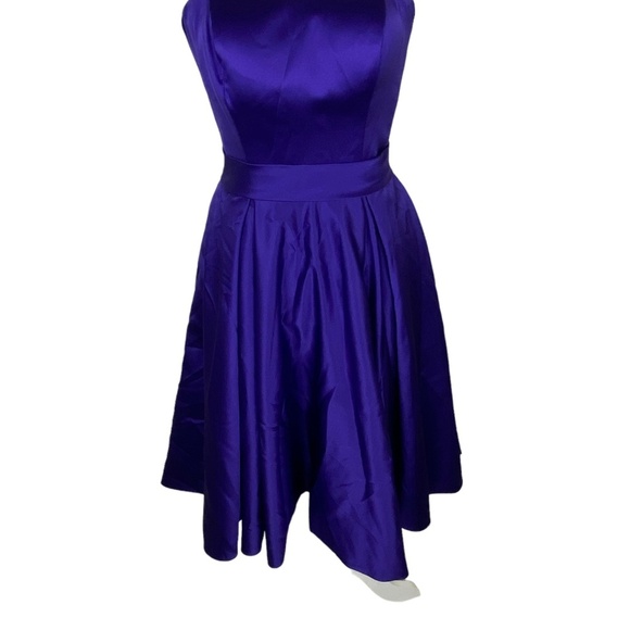 Light in the box formal cocktail satin blue dress size 2-4 US flare - Picture 7 of 14